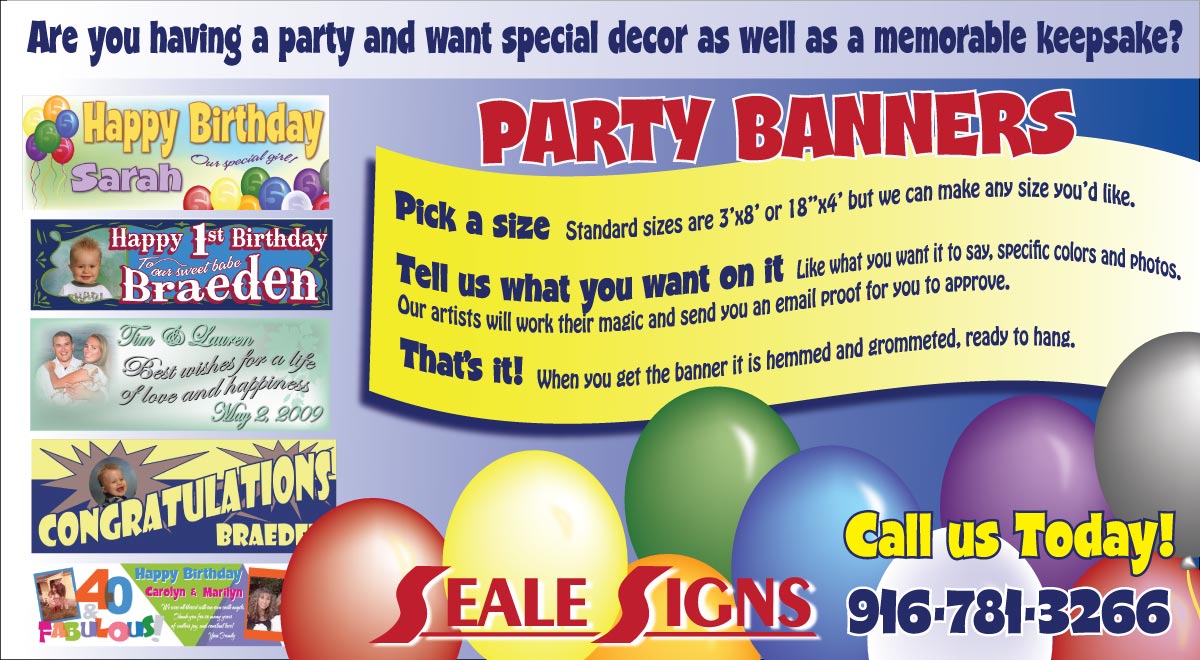 Seale Signs – Roseville, CA:. | Party Banners